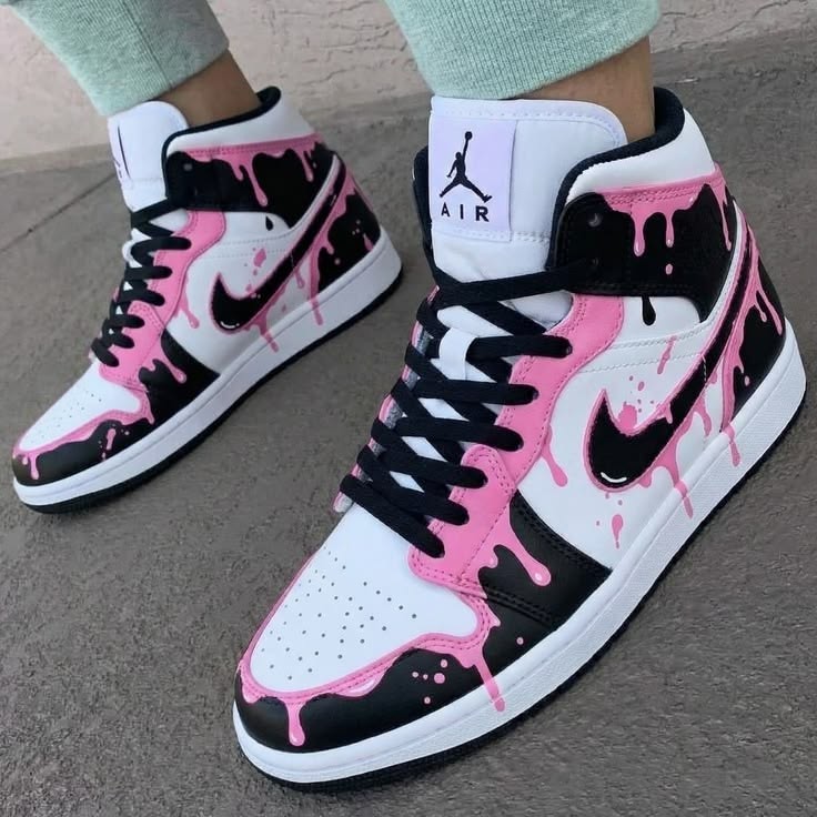 Custom hand-painted pink drip Air Jordan 1